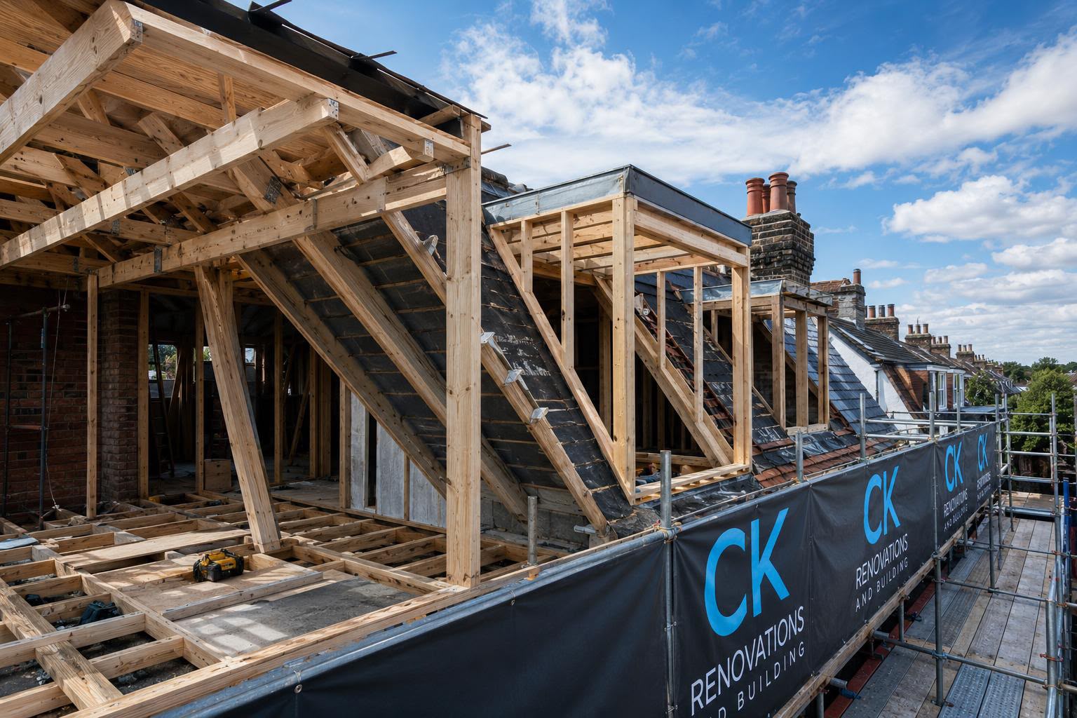 CK roofing specialist working on a London property